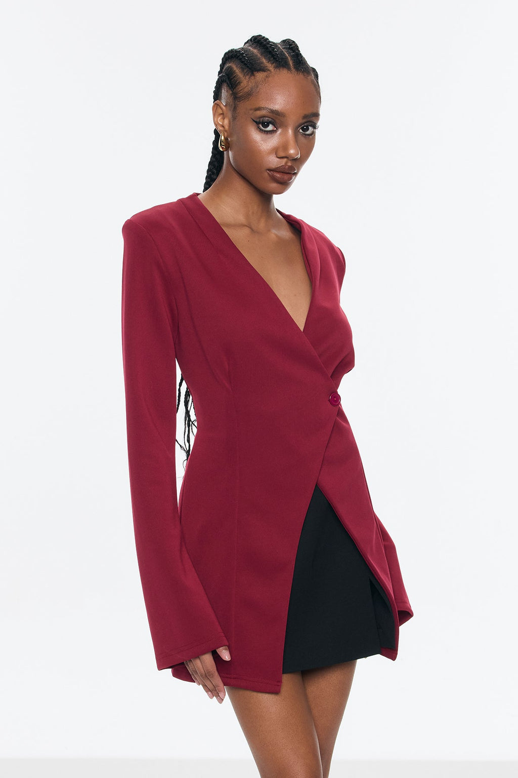 Bellatrix Deconstruct Split Bodycon Blazer In Red