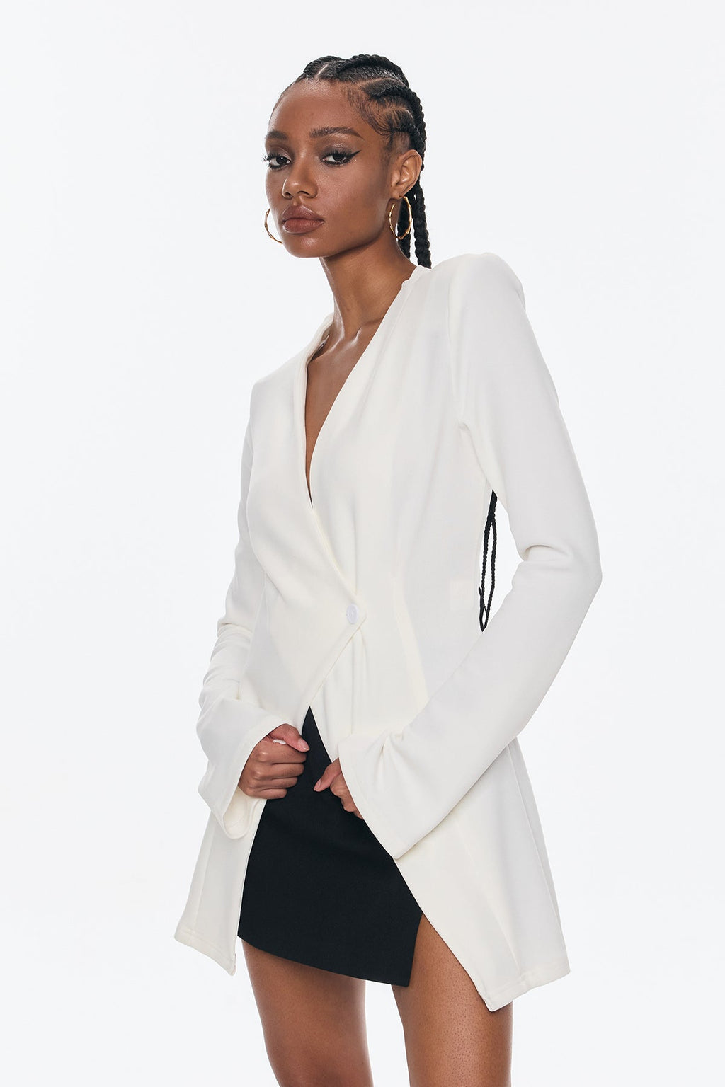 Bellatrix Deconstruct Split Bodycon Blazer In White