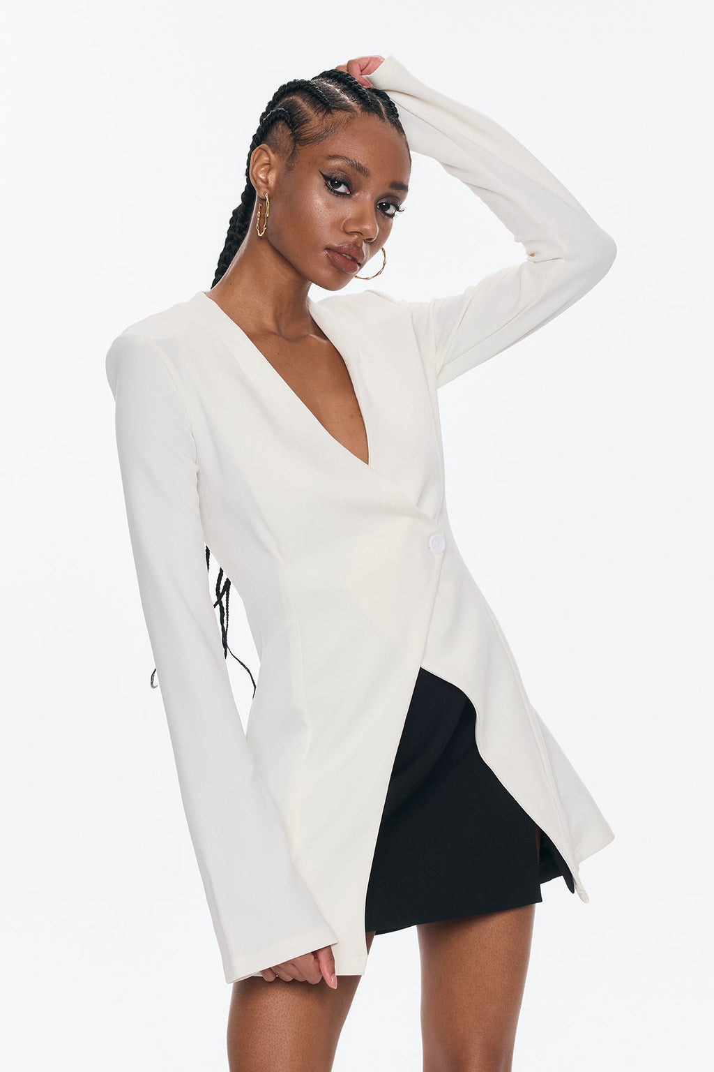 Bellatrix Deconstruct Split Bodycon Blazer In White