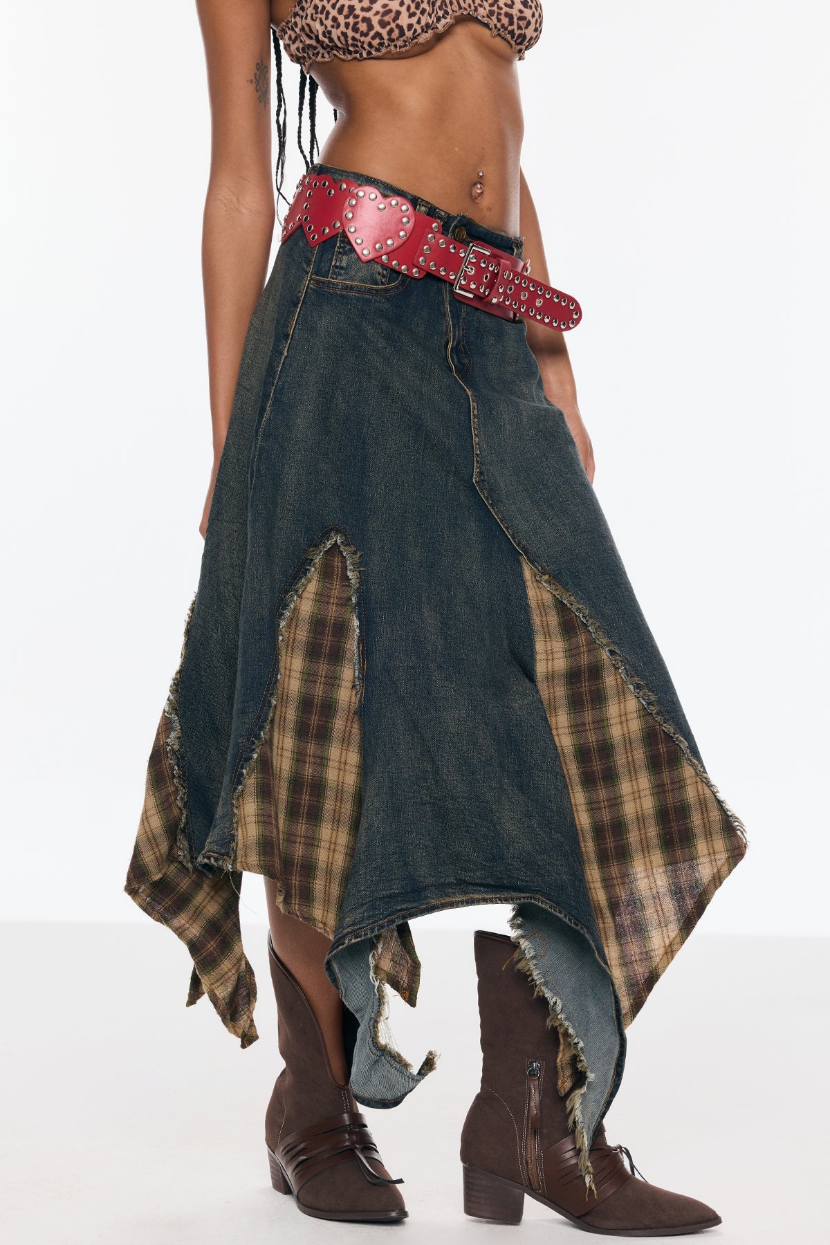 Bendek Deconstruct Grid Fringe Skirt