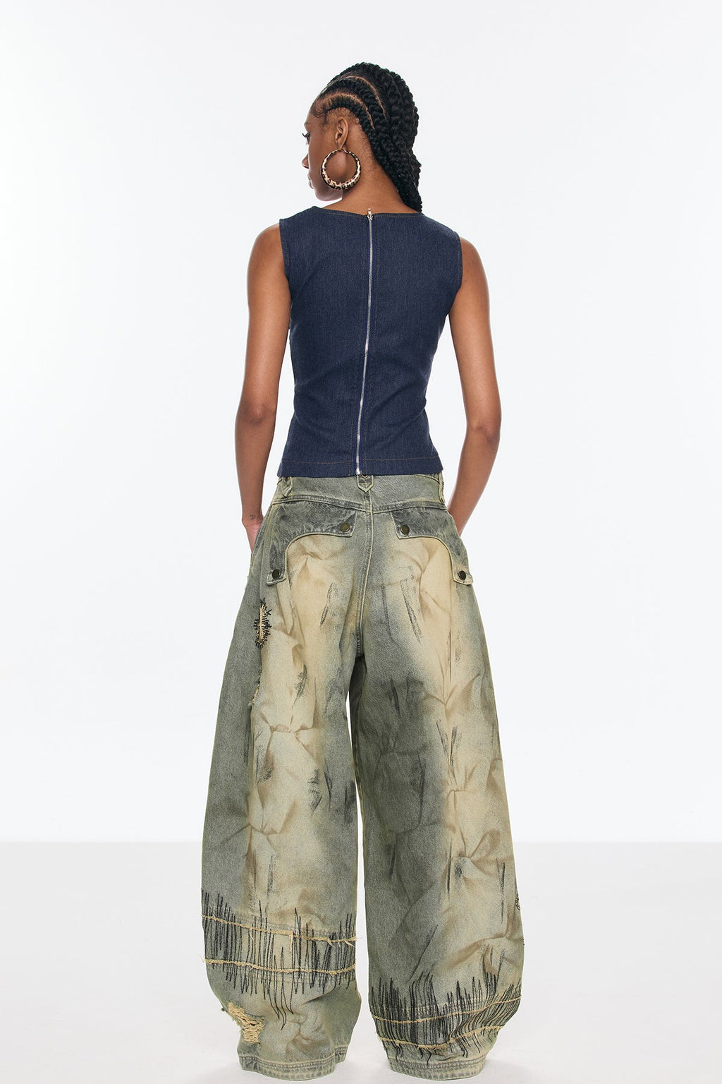 Benedicto Cutout Sleeveless Denim Top