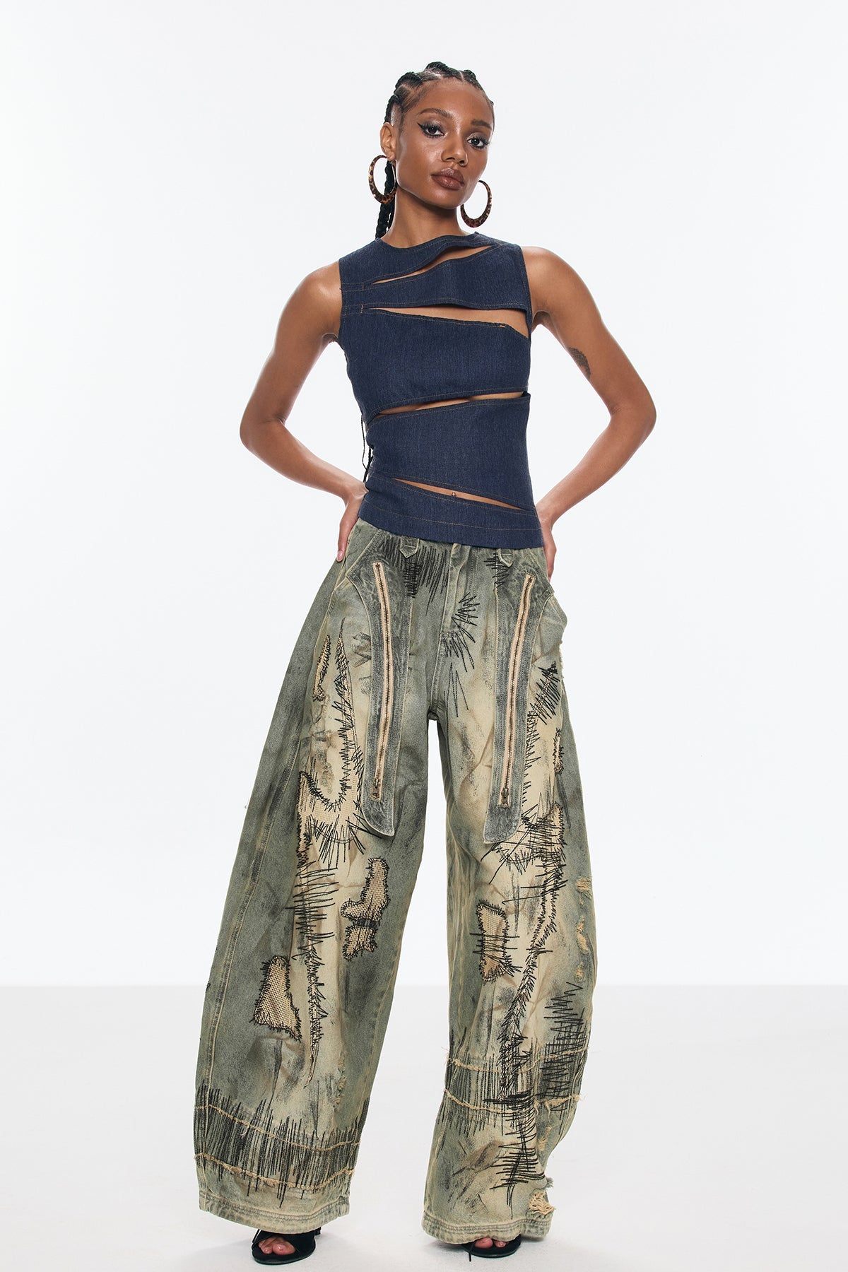 Benedicto Cutout Sleeveless Denim Top