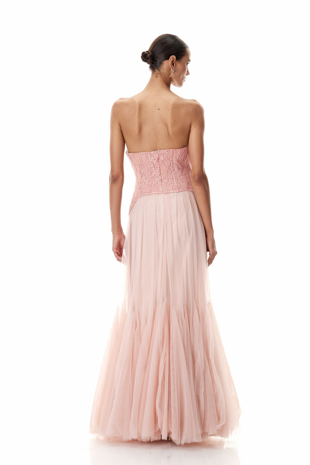 Beppe Lace Corset Tulle Dress In Blush