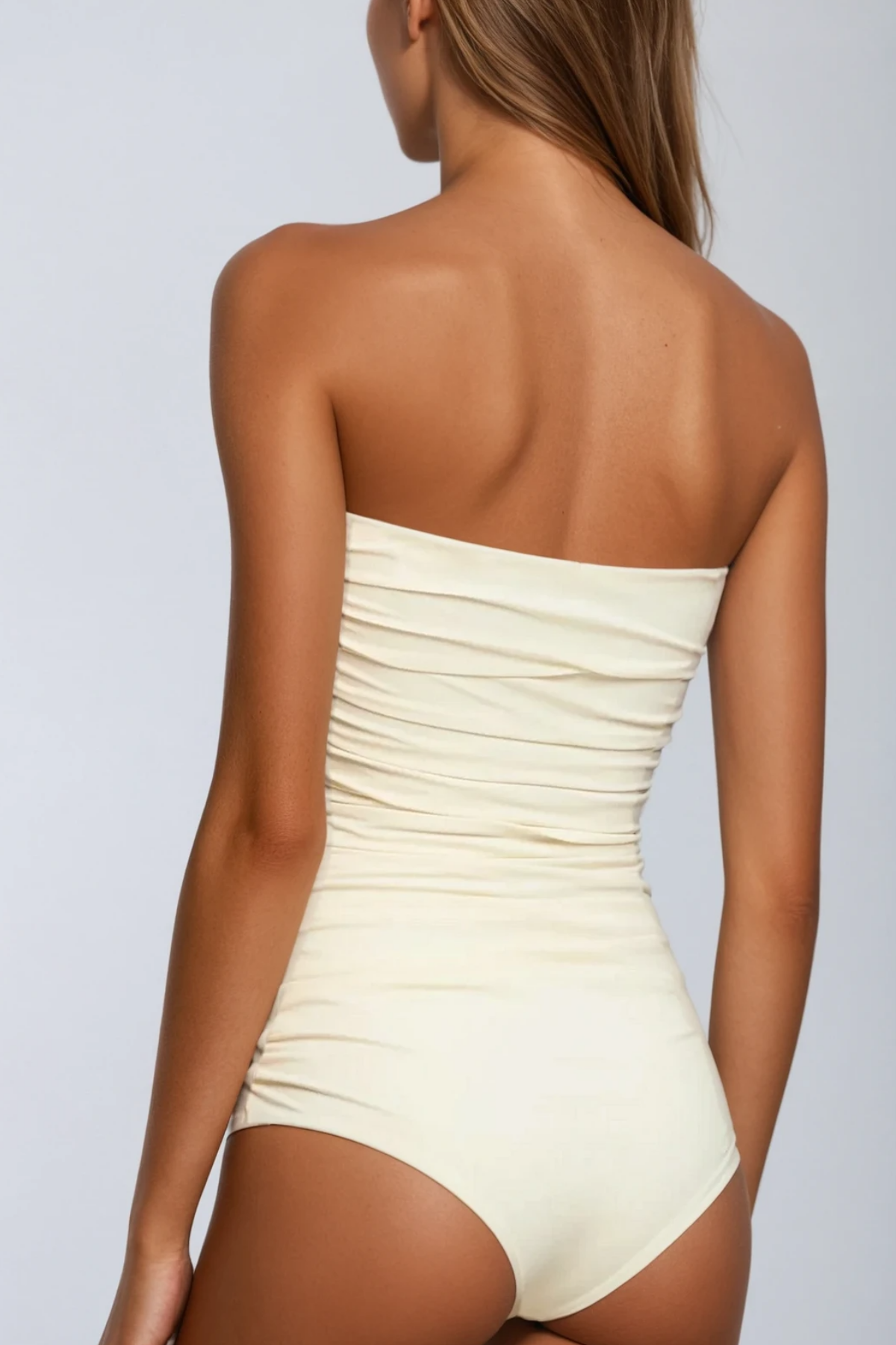 Berach Ruched Flower One Piece Swimsuit In Cream