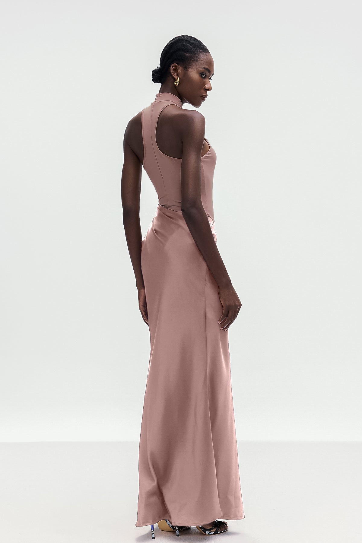Beres Tank Top Satin Maxi Dress In Pink