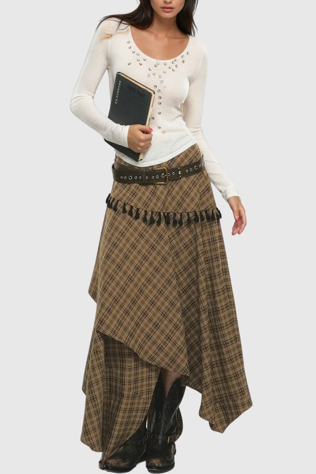 Berger Layered Plaid Maxi Skirt