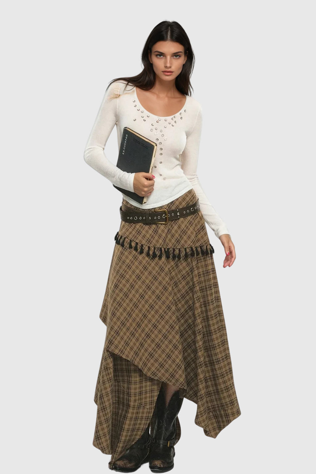 Berger Layered Plaid Maxi Skirt