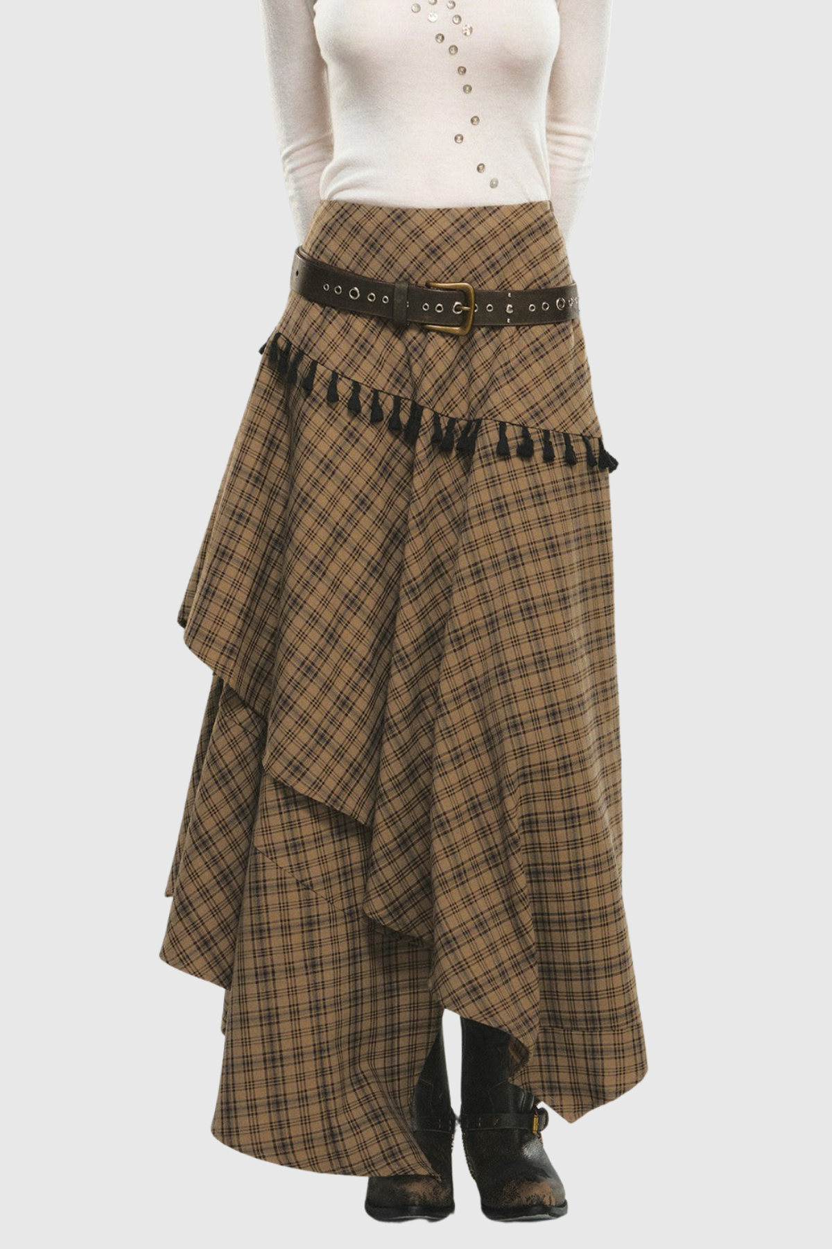 Berger Layered Plaid Maxi Skirt