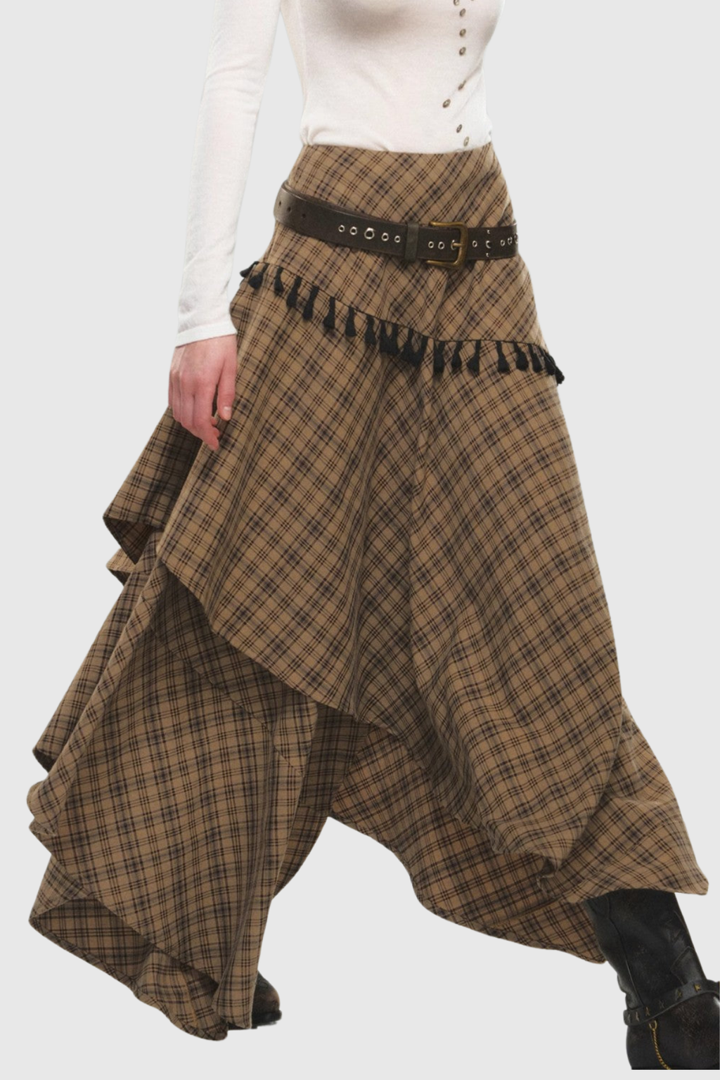 Berger Layered Plaid Maxi Skirt