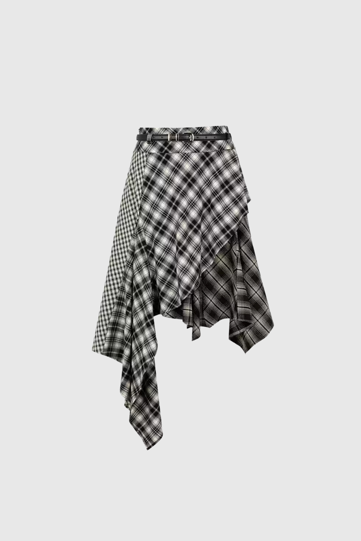 Beril Layered Patchwork Plaid Maxi Skirt