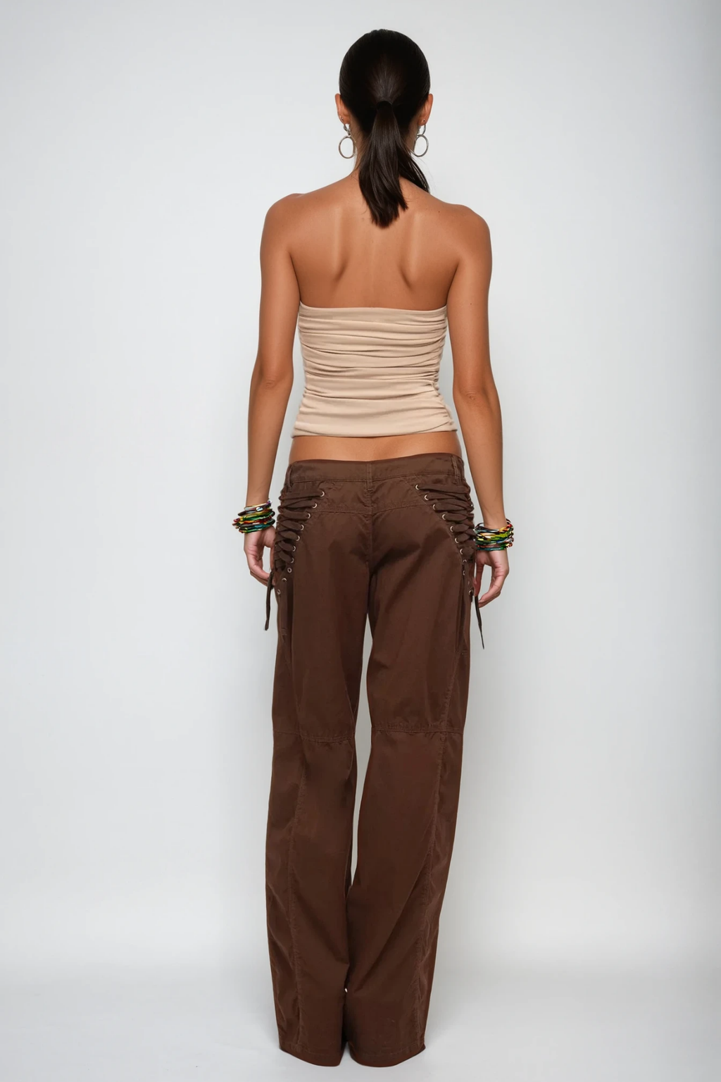 Berke Ruched Halterneck Stone Cropped Top