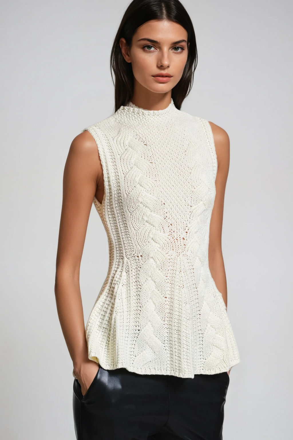 Berlinde Cable Knit Top In Cream