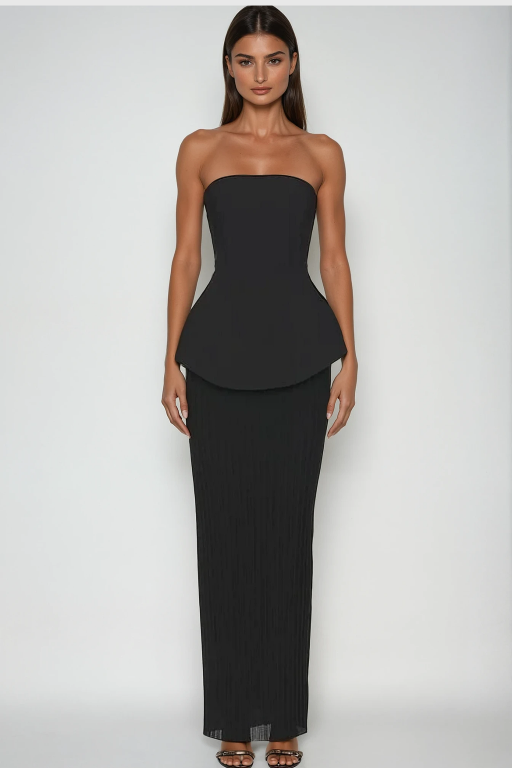 Bern Strapless Maxi Skirt Set In Black