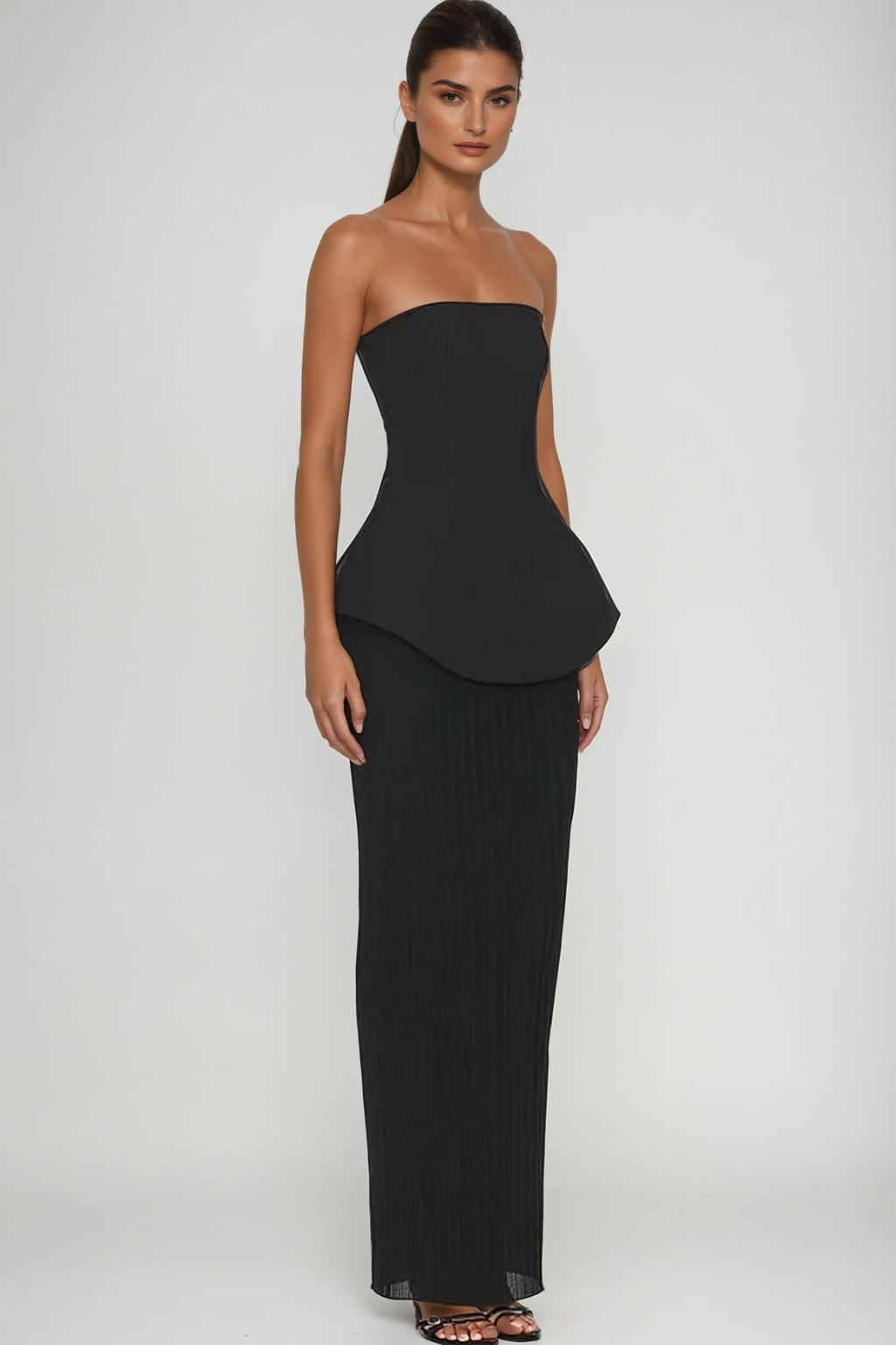 Bern Strapless Maxi Skirt Set In Black