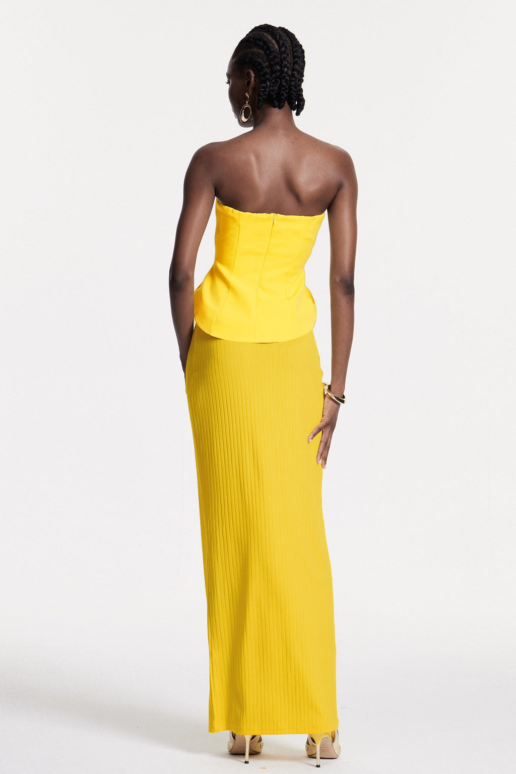 Bern Strapless Maxi Skirt Set In Lemon