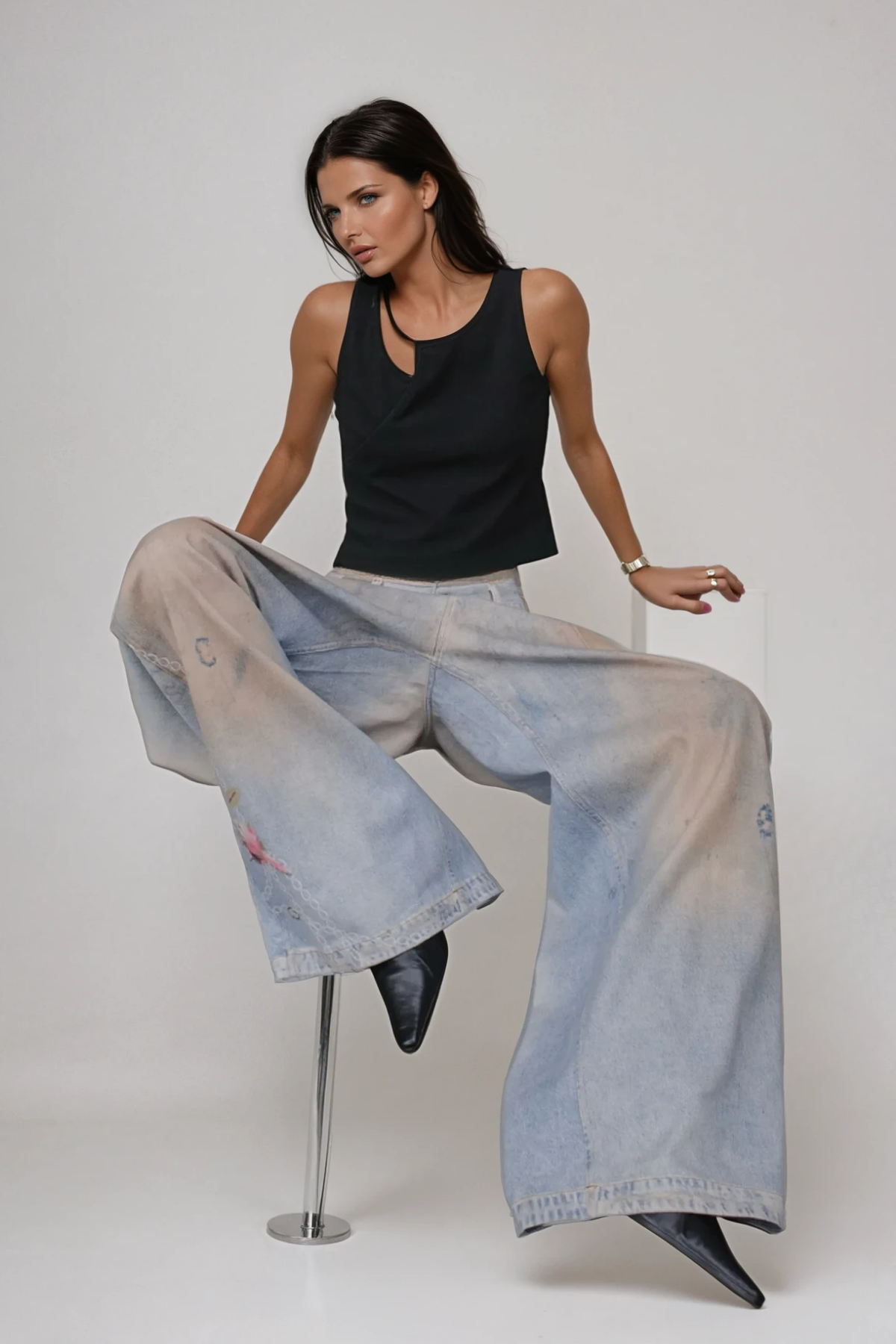 Bernadette Bleached Printed Jeans