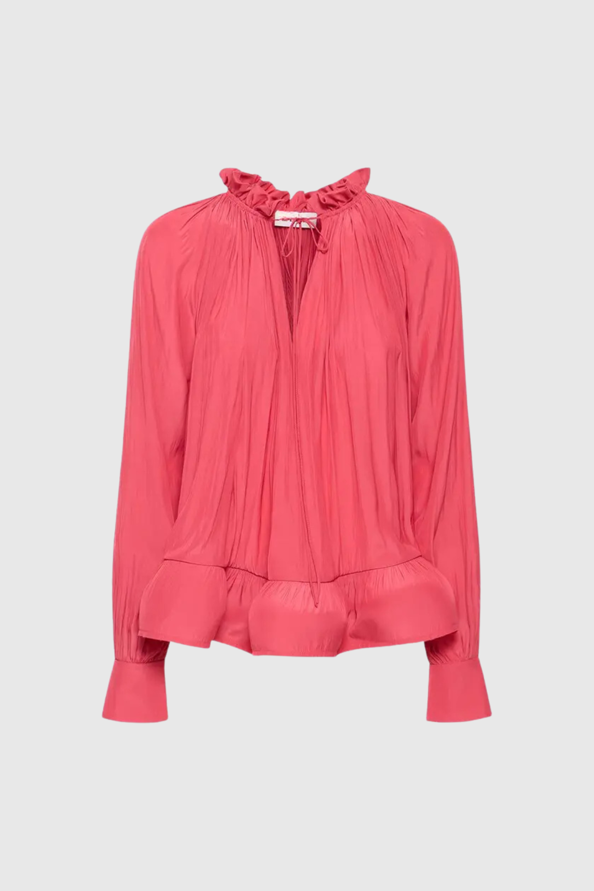 Bernard Ruch Ruffle Mesh Long Sleeve Top