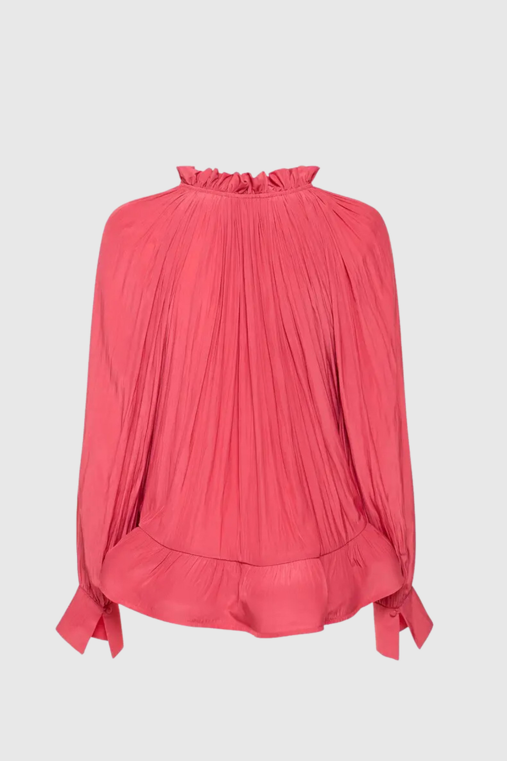 Bernard Ruch Ruffle Mesh Long Sleeve Top