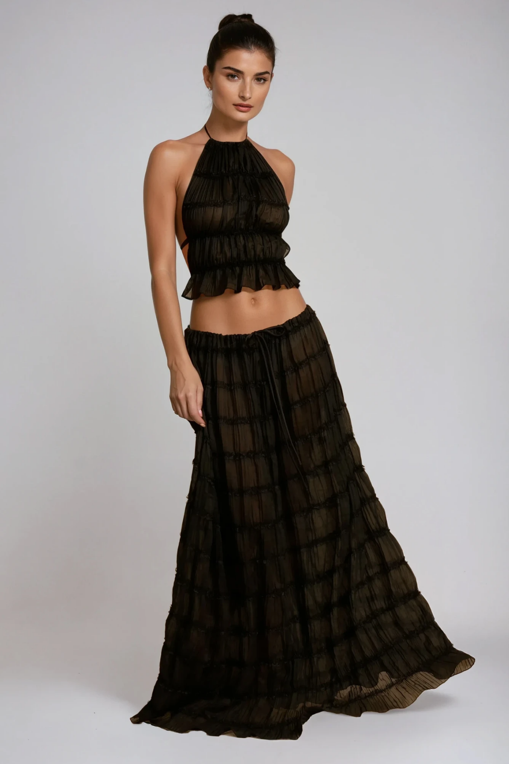 Bernt Ruch Backless Skirt Set In Black