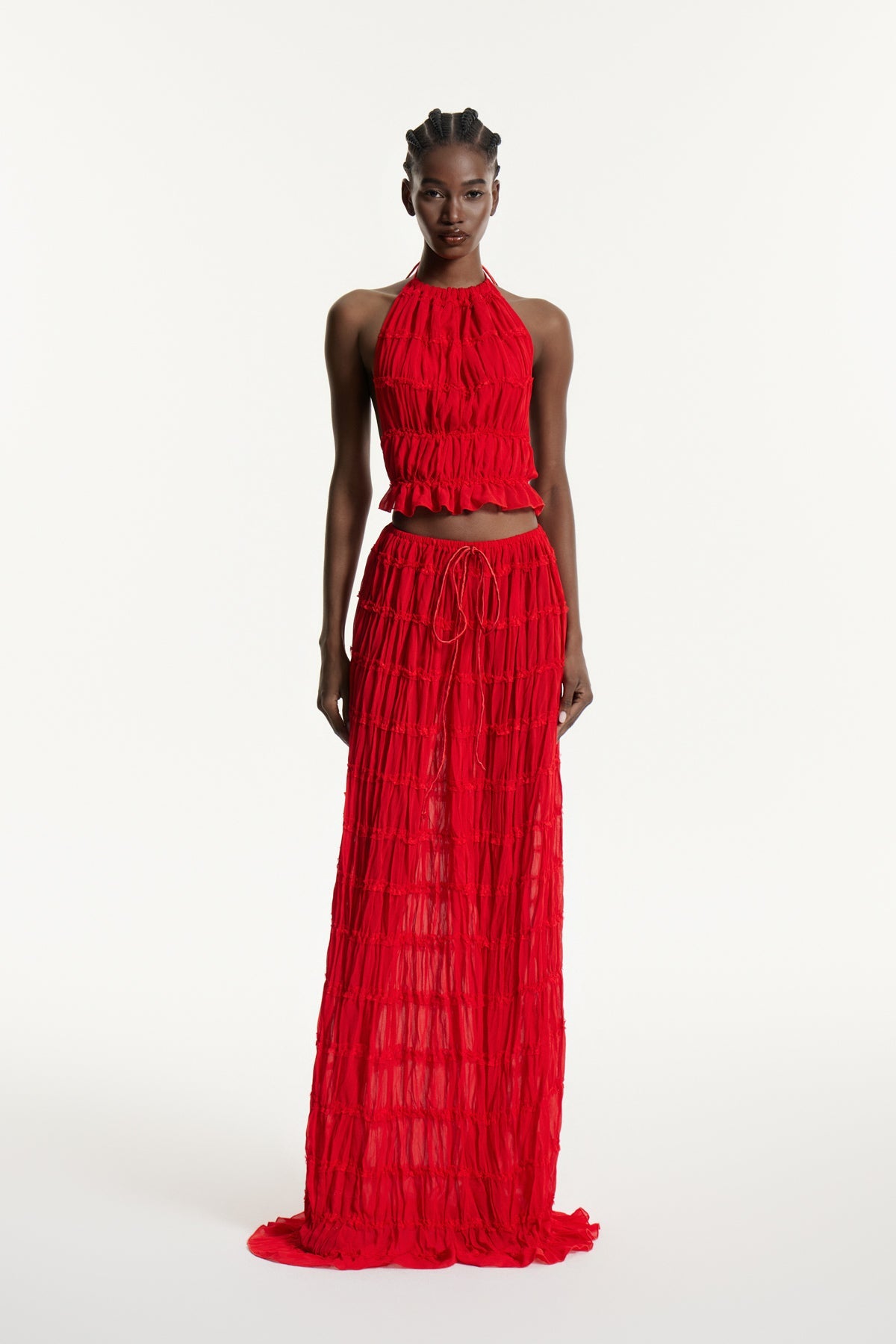 Bernt Ruch Backless Skirt Set In Red