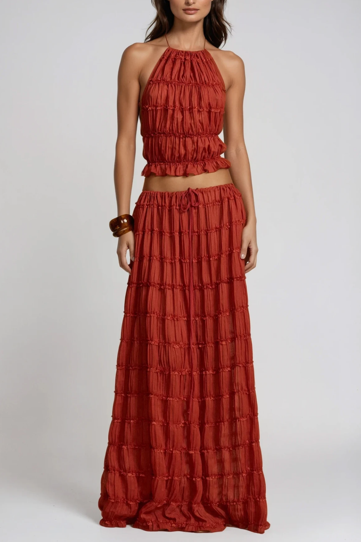 Bernt Ruch Backless Skirt Set In Red