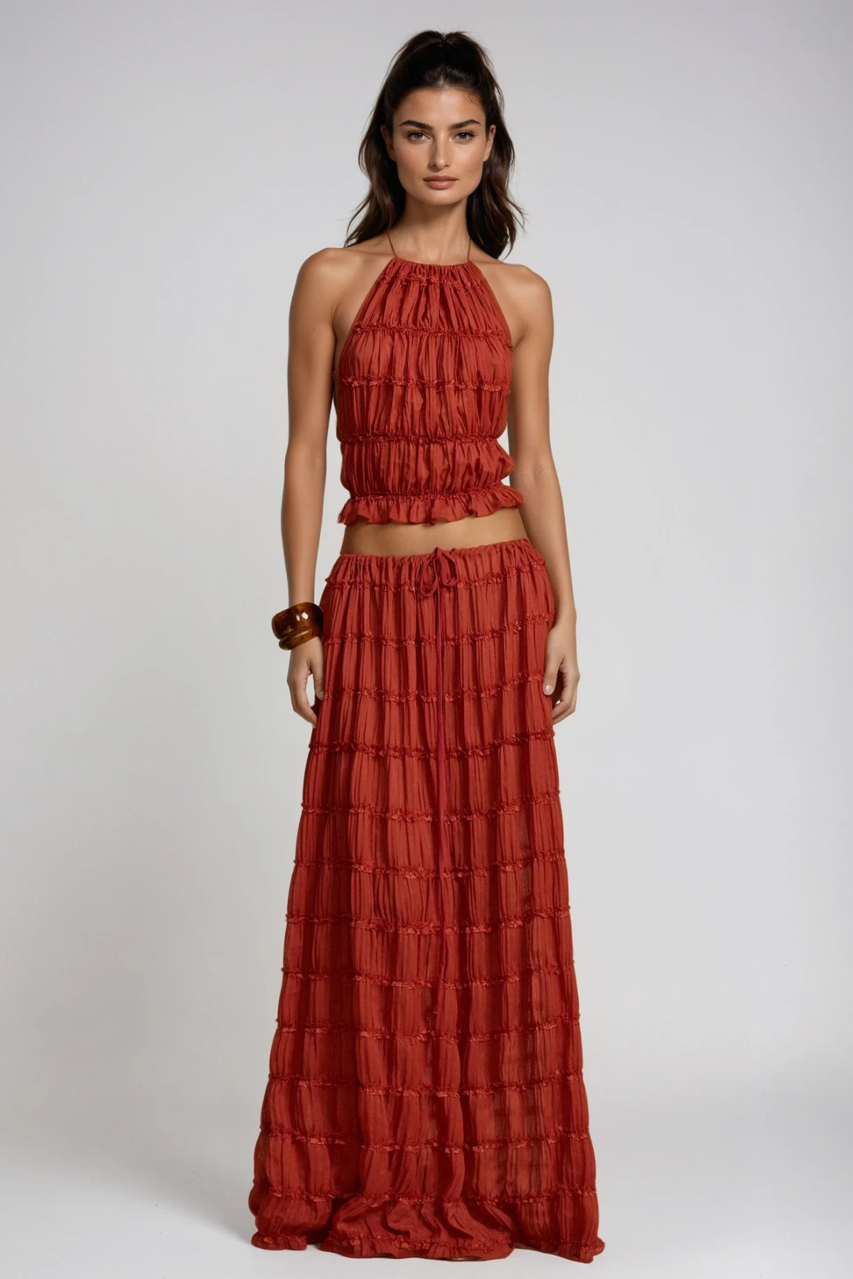 Bernt Ruch Backless Skirt Set In Red