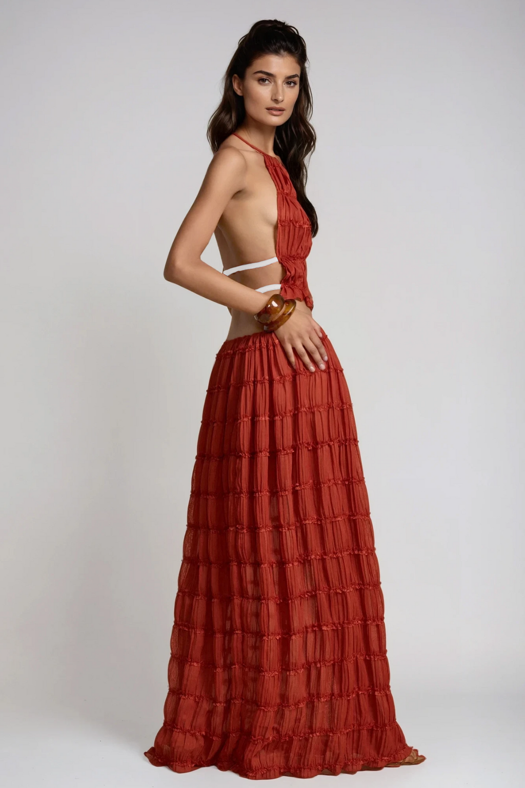 Bernt Ruch Backless Skirt Set In Red