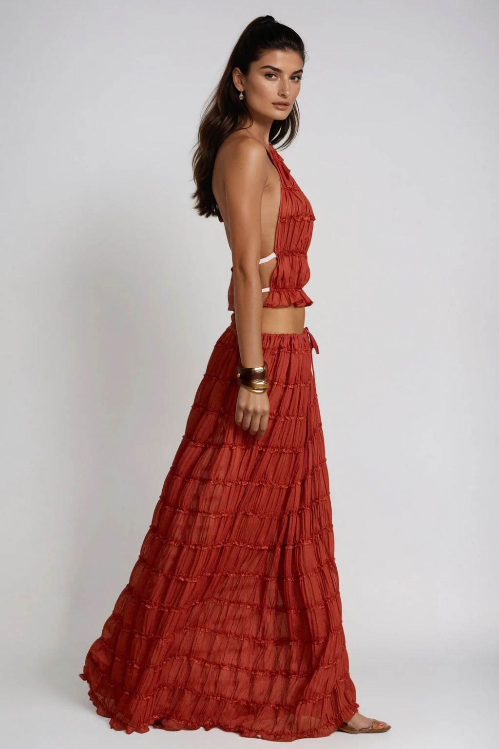 Bernt Ruch Backless Skirt Set In Red