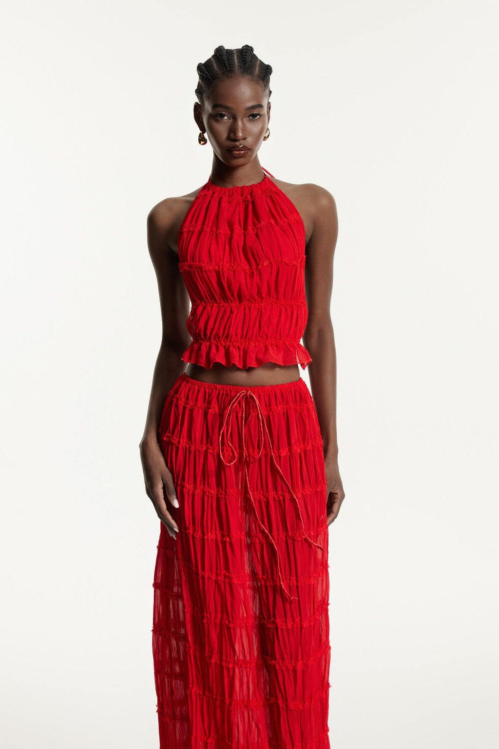 Bernt Ruch Backless Skirt Set In Red