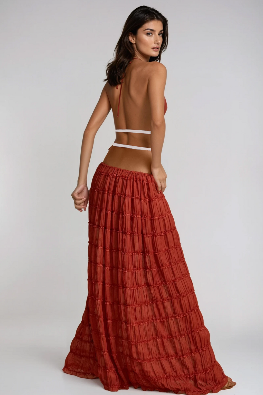 Bernt Ruch Backless Skirt Set In Red