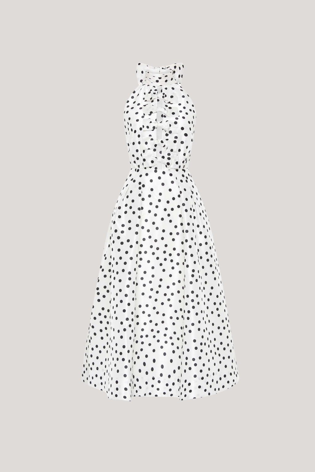 Berry Halter Neck Dot Bow Midi Dress