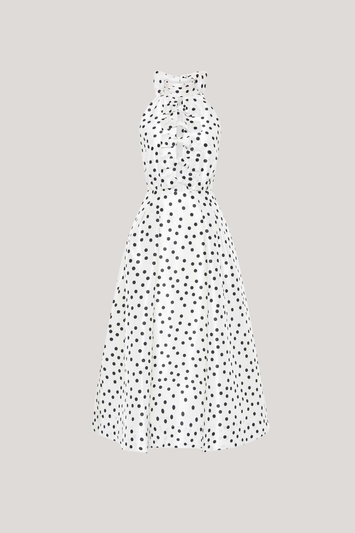 Berry Halter Neck Dot Bow Midi Dress