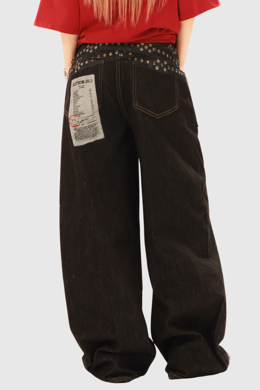 Bertil Bleached Print Wide Jeans In Black