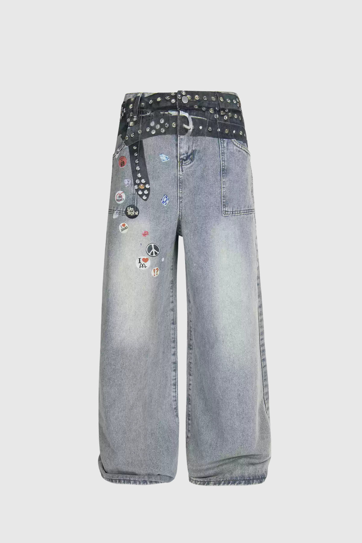 Bertil Bleached Print Wide Jeans In Blue