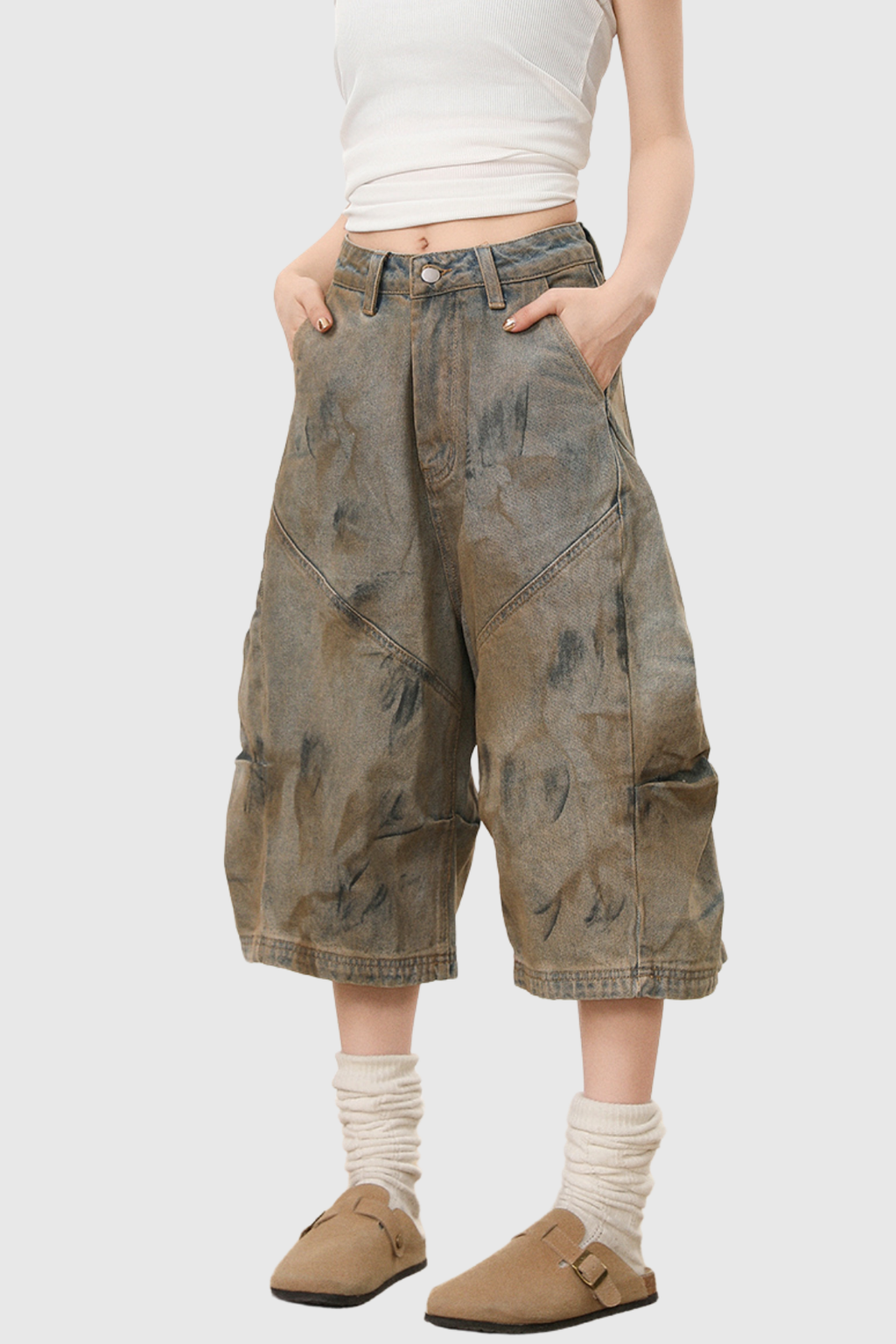 Bertille Print Ruch Midi Jeans