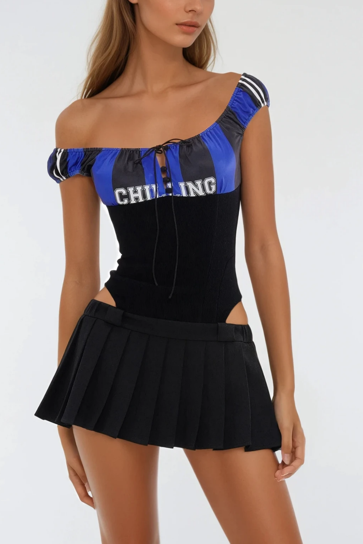 Bertrada One Shoulder Cutout Ruffle Mini Dress