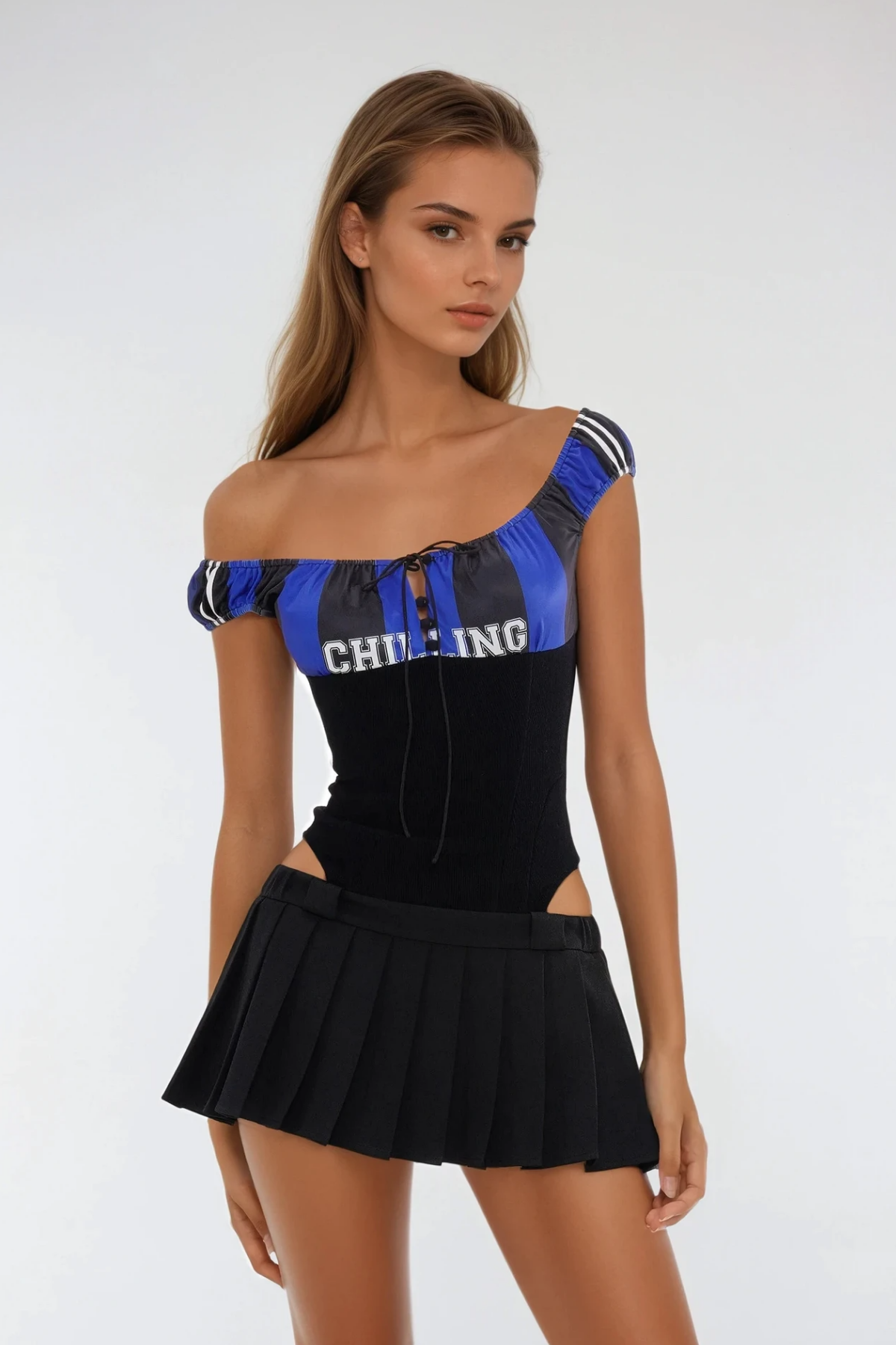 Bertrada One Shoulder Cutout Ruffle Mini Dress