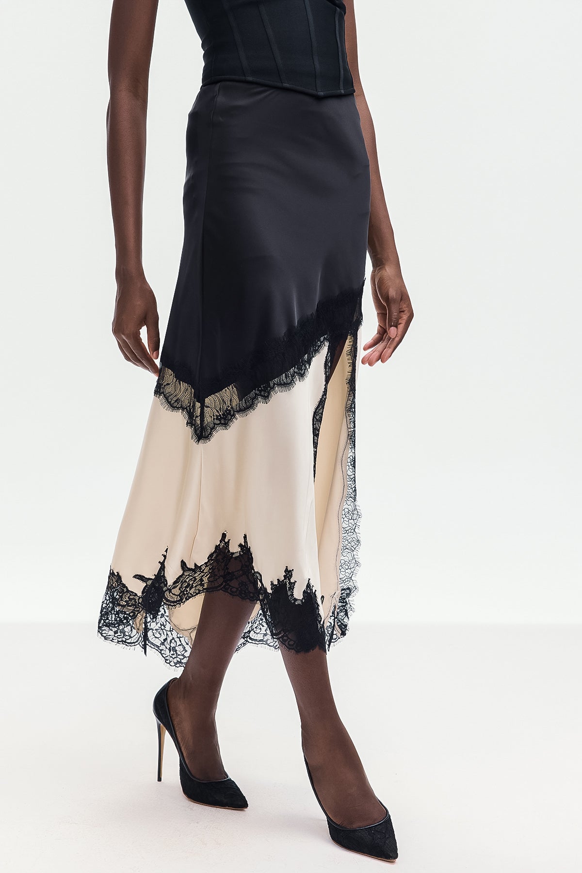 Bess Lace Satin Skirt