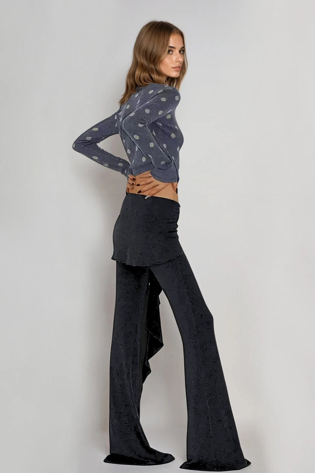 Bessie Skinny Flared Pants With Knot Tie