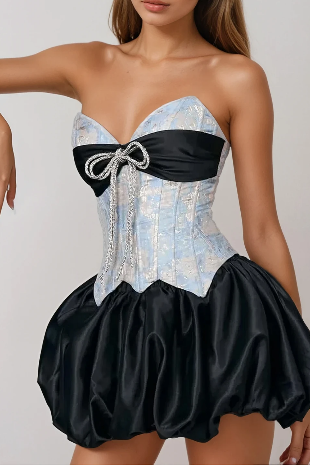 Bethari Strapless Corset Puffy Mini Dress