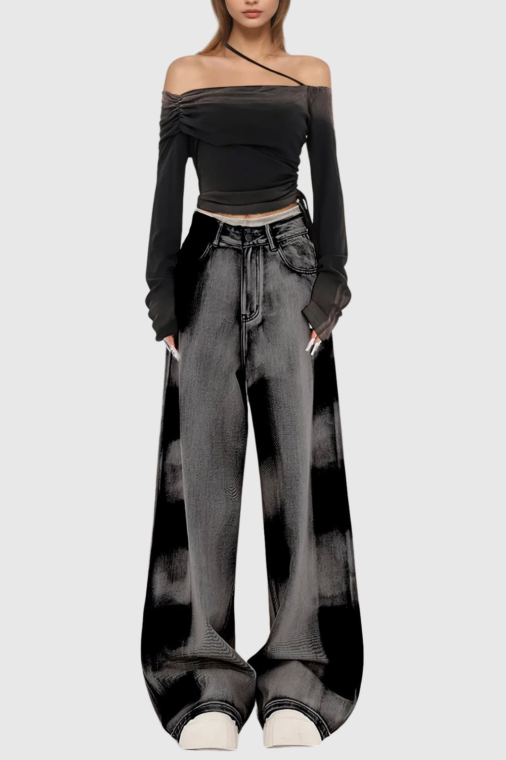 Beylke Tie Dye Asymmetric Jeans