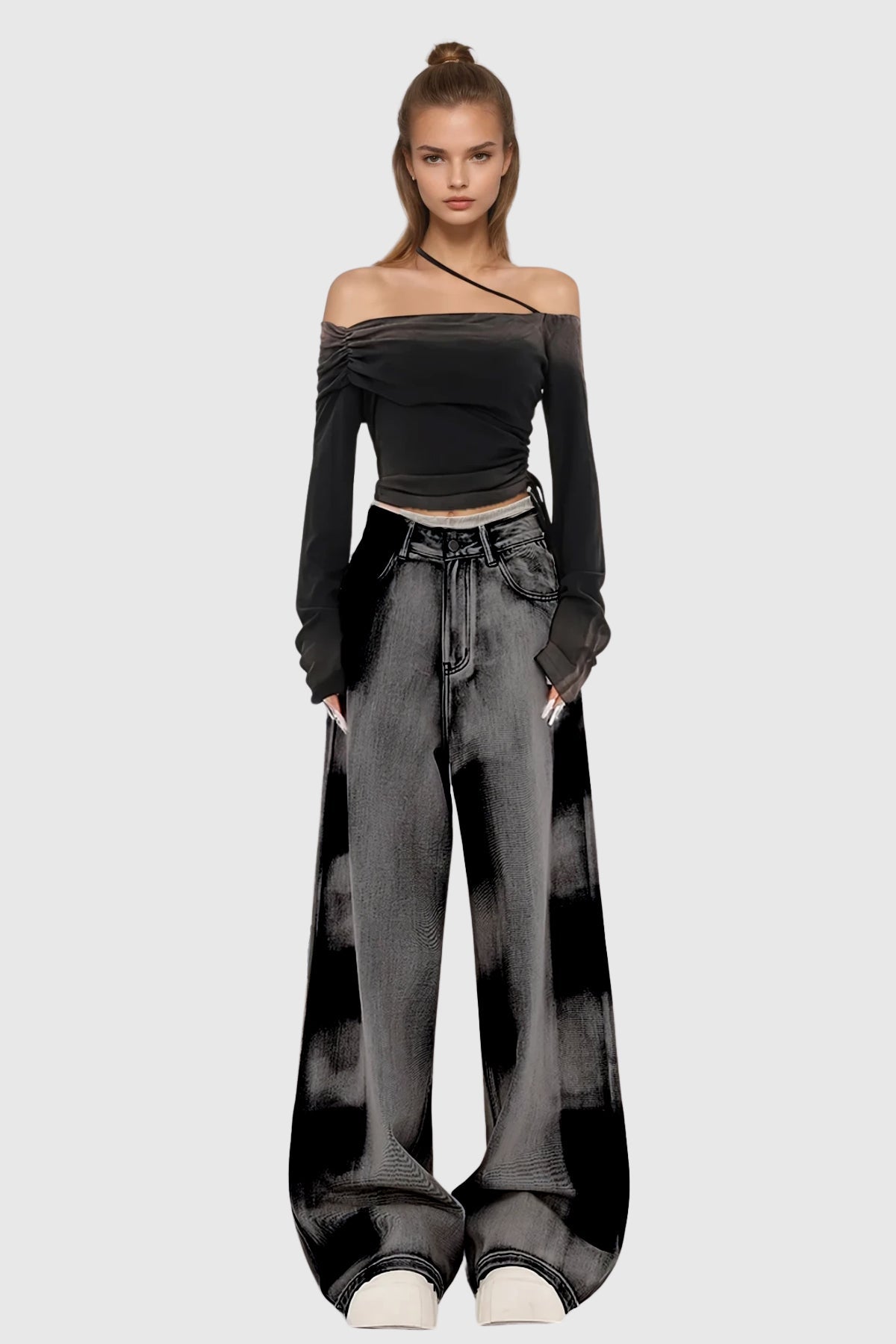 Beylke Tie Dye Asymmetric Jeans