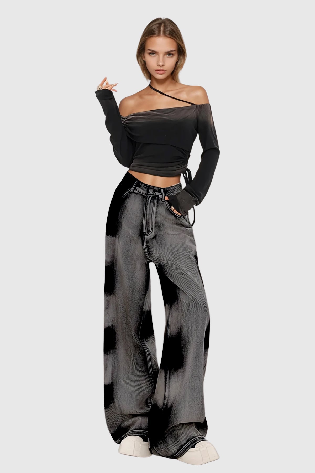 Beylke Tie Dye Asymmetric Jeans