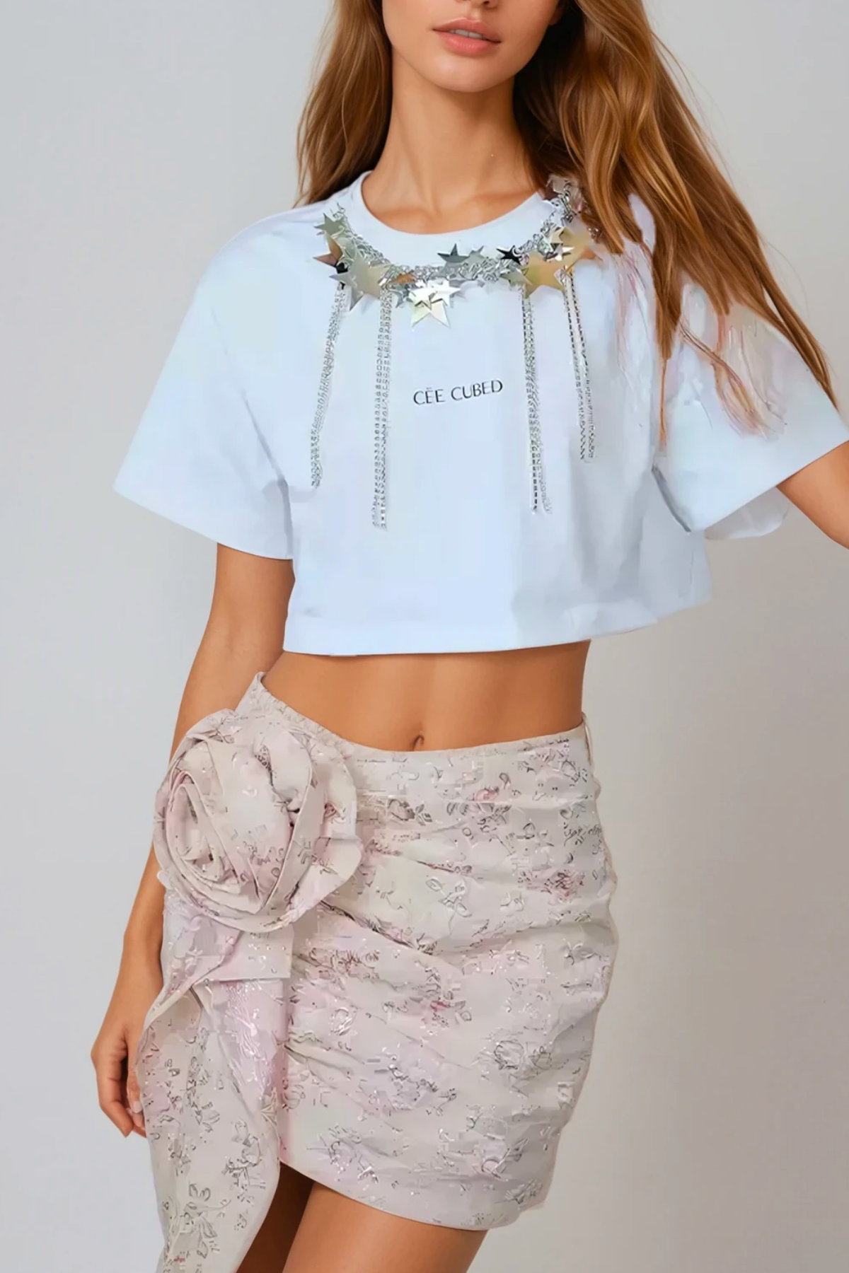 Bhavna Print Flower Ruch Skirt Set