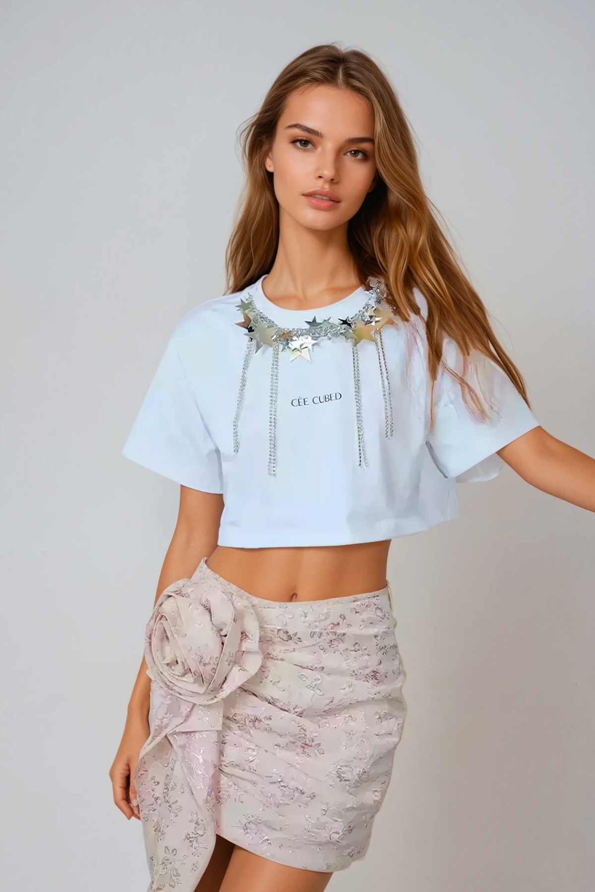 Bhavna Print Flower Ruch Skirt Set