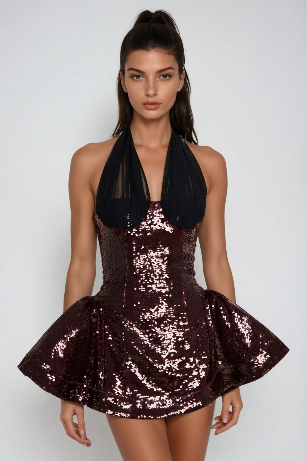 Biancamaria Sequin Mesh Mini Dress