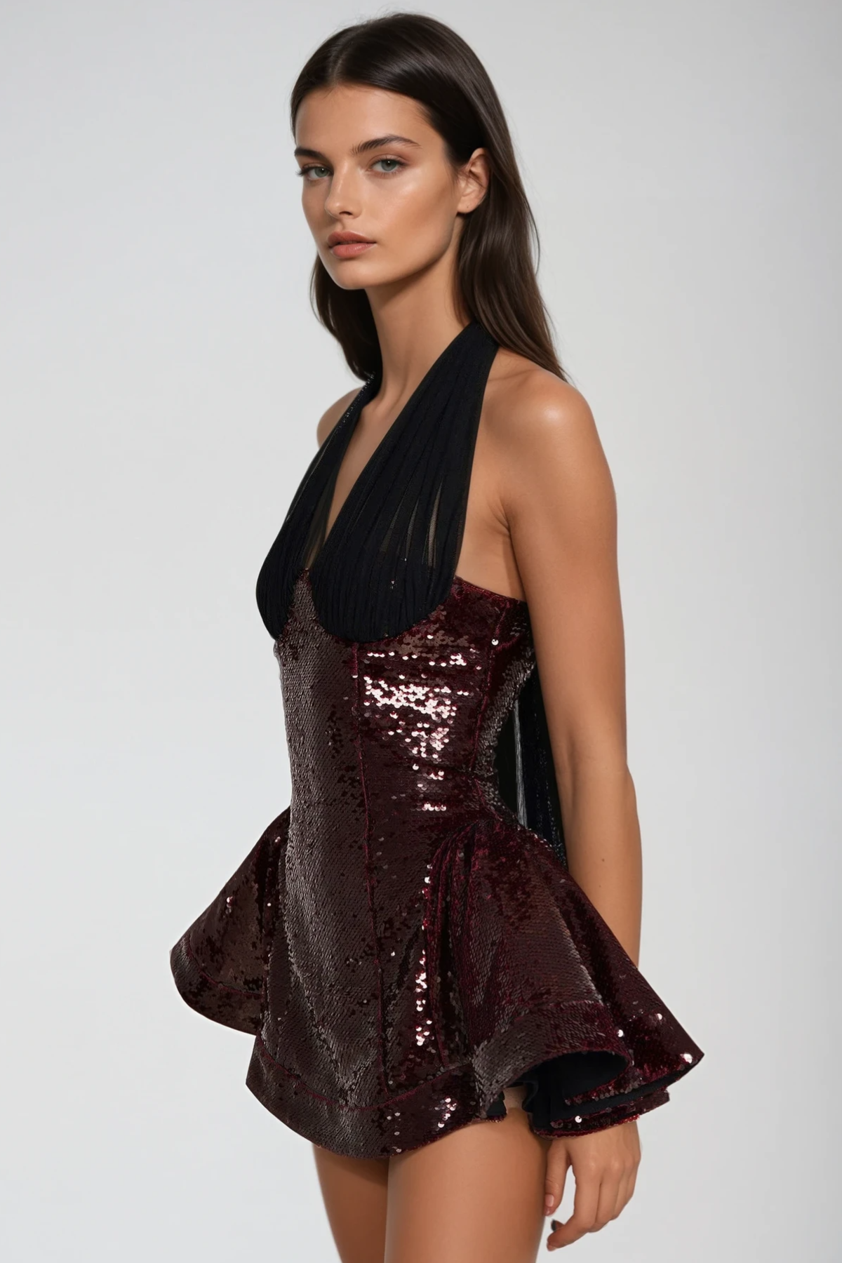 Biancamaria Sequin Mesh Mini Dress