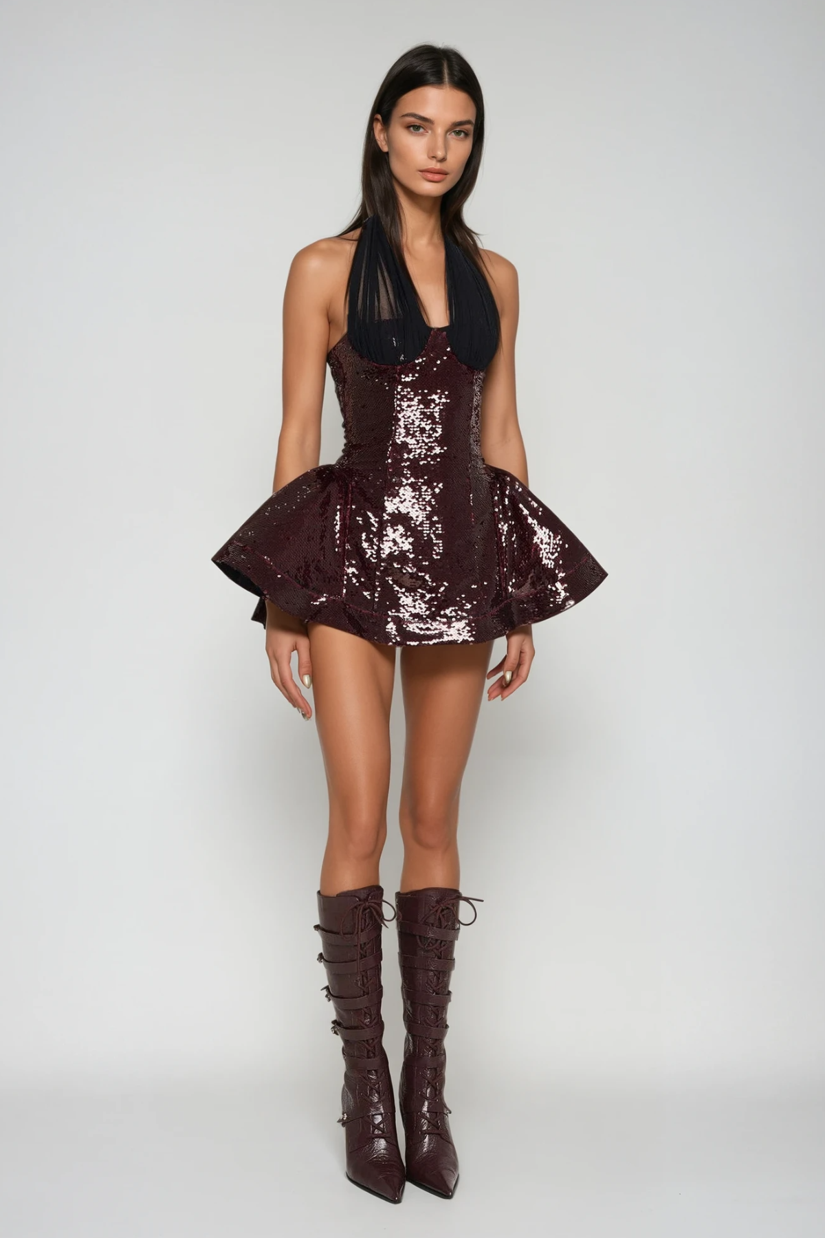 Biancamaria Sequin Mesh Mini Dress