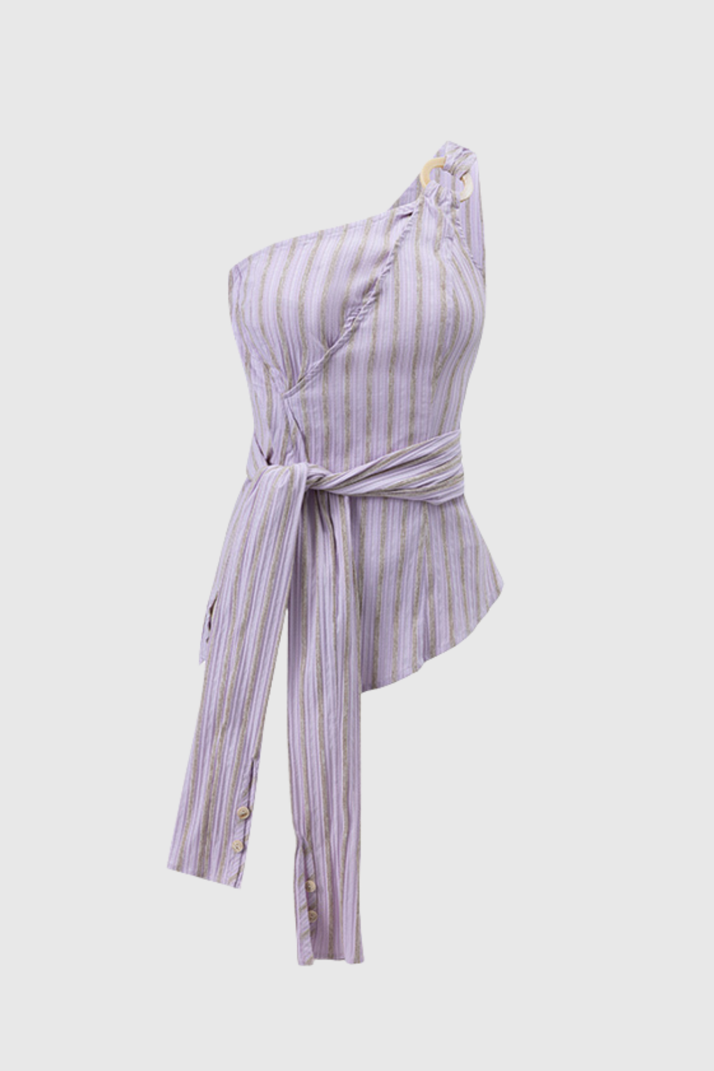 Bibigul Stripe One Shouder Lace Up Top