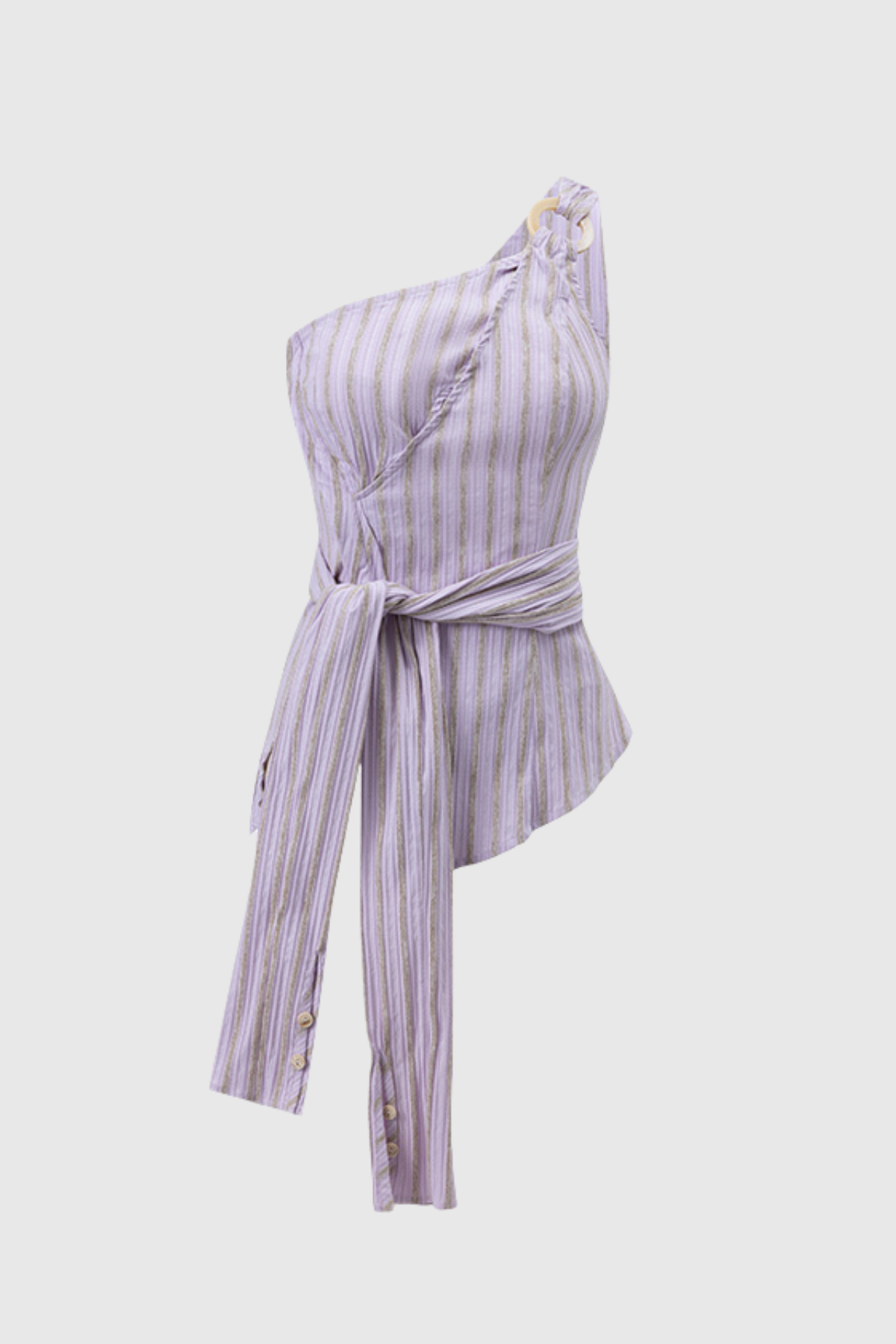 Bibigul Stripe One Shouder Lace Up Top